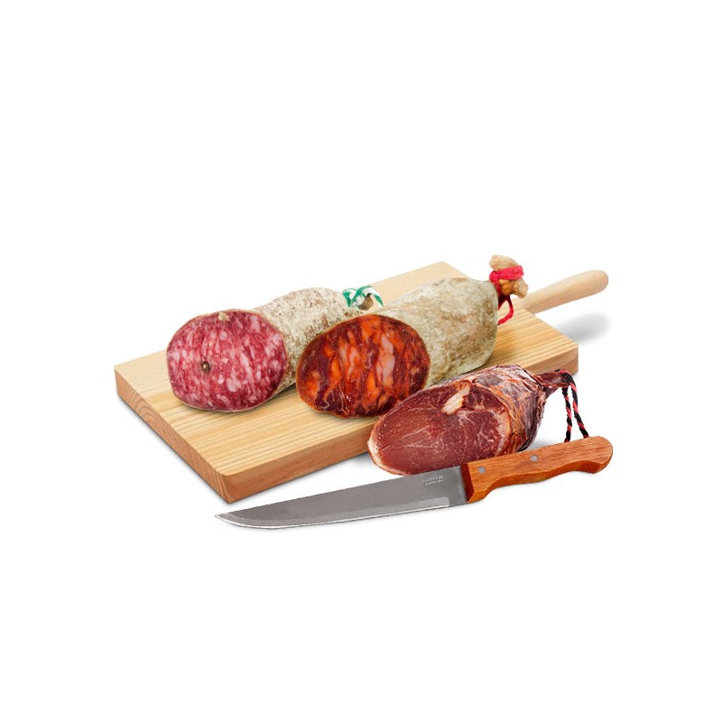 LOTE IBÉRICOS DE CEBO CON TABLA Y CUCHILLO Embutidos